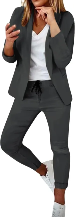 Pants Suits for Women 2 Piece Set Business Casual Outfits Blazer Work Office Jackets and Pencil Pants Dressy Suit