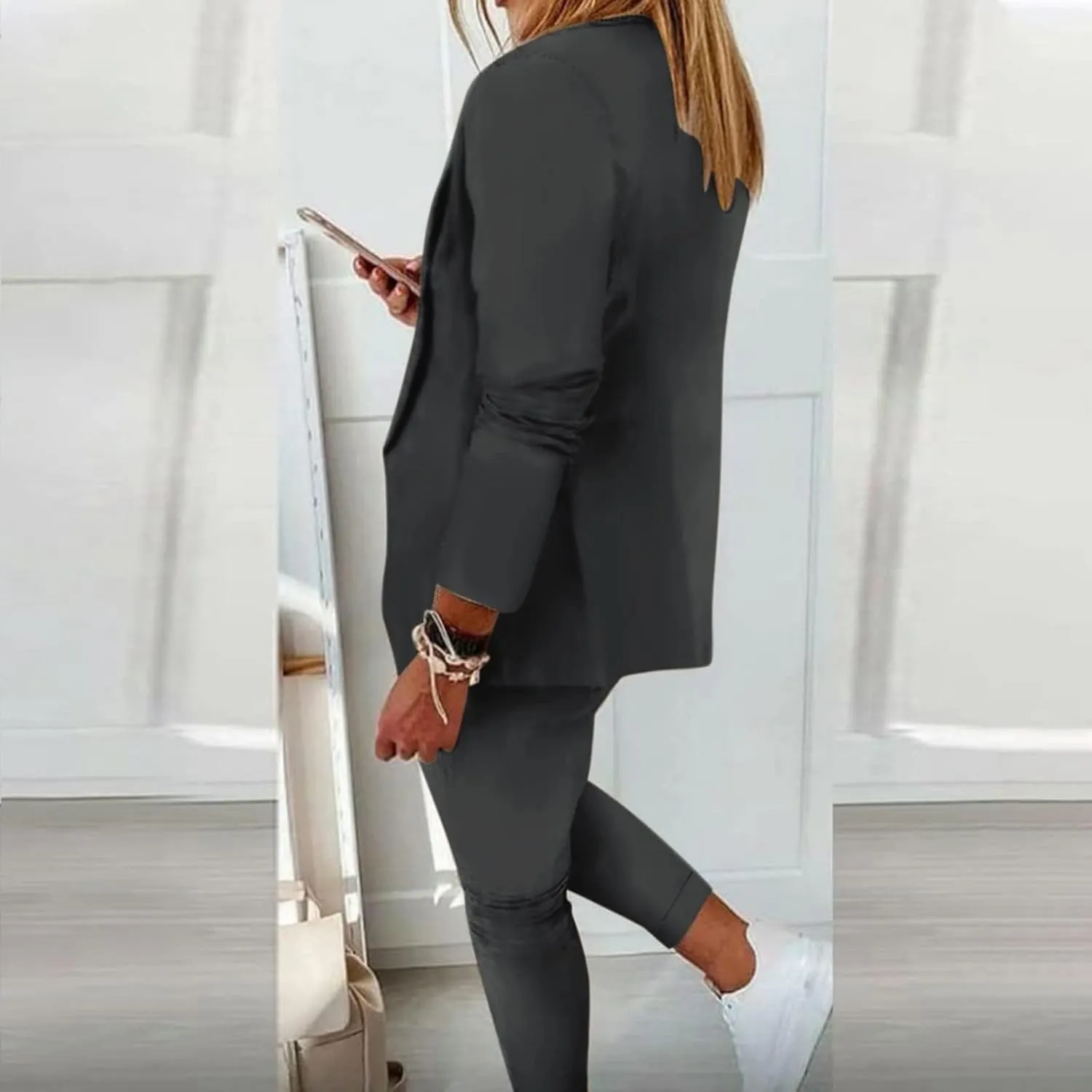 Pants Suits for Women 2 Piece Set Business Casual Outfits Blazer Work Office Jackets and Pencil Pants Dressy Suit