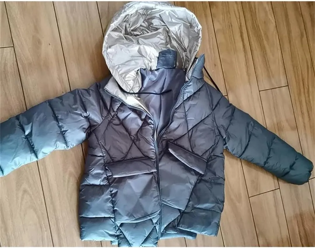 Patchwork Women Hooded Quilted Jacket Fashion Elegant Down Cotton Padded Parkas Winter Loose Short Office Warm Coat