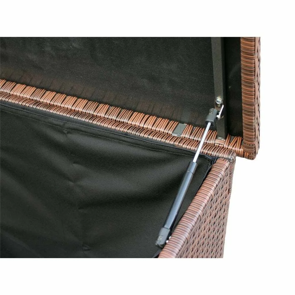 Patio Brown Wicker Storage Bin in Steel Frame