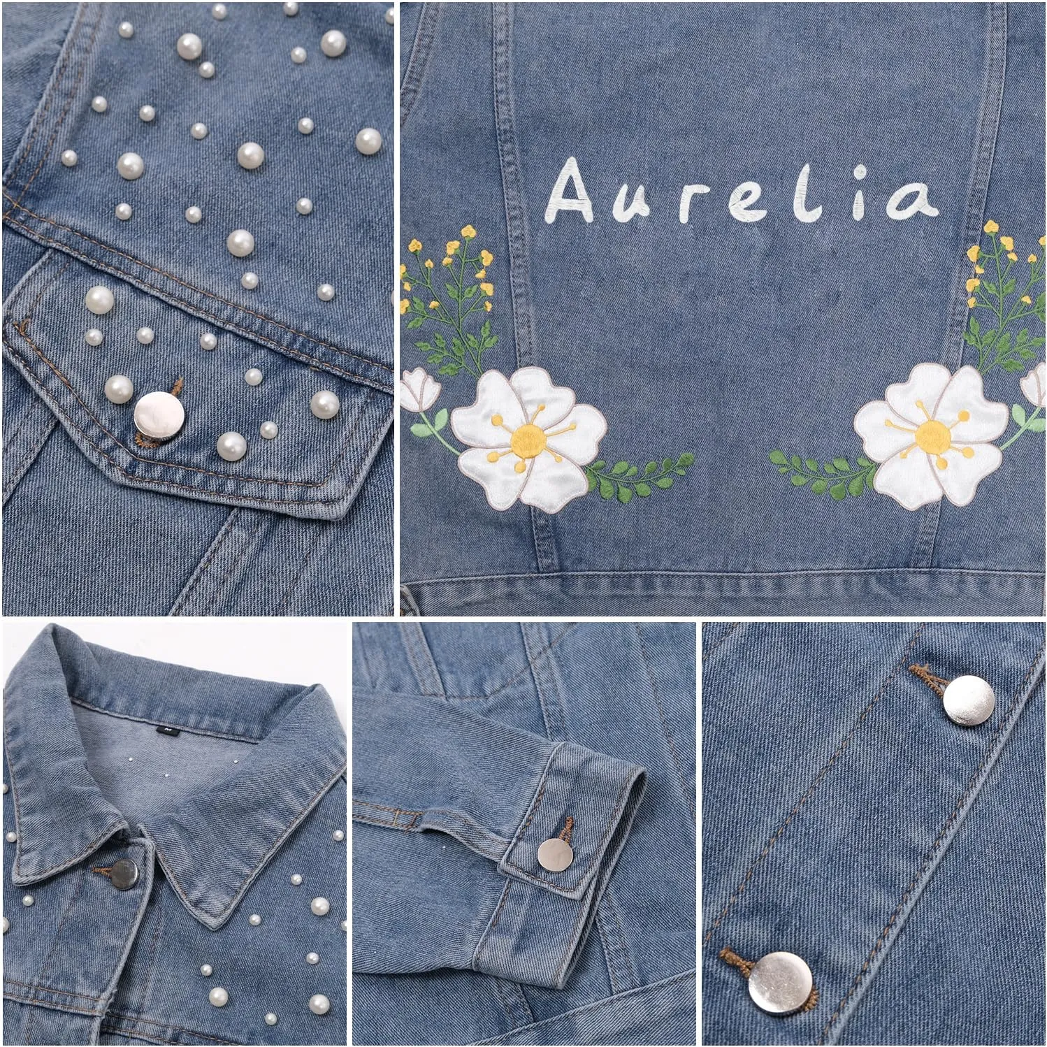 Personalized Embroidered Womens Jean Jackets Custom Bride Denim Jacket Wedding Anniversary Birthday Party Coat