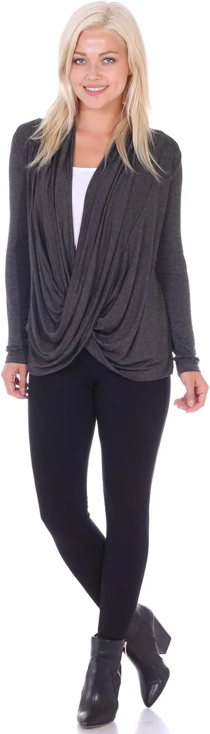Popana Womens Casual Long Sleeve Criss Cross Fall Cardigan Plus Size Made in USA