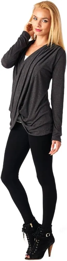 Popana Womens Casual Long Sleeve Criss Cross Fall Cardigan Plus Size Made in USA