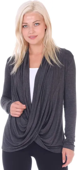 Popana Womens Casual Long Sleeve Criss Cross Fall Cardigan Plus Size Made in USA