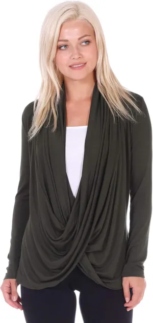 Popana Womens Casual Long Sleeve Criss Cross Fall Cardigan Plus Size Made in USA
