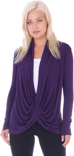 Popana Womens Casual Long Sleeve Criss Cross Fall Cardigan Plus Size Made in USA