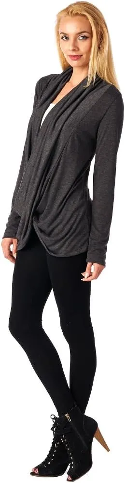 Popana Womens Casual Long Sleeve Criss Cross Fall Cardigan Plus Size Made in USA