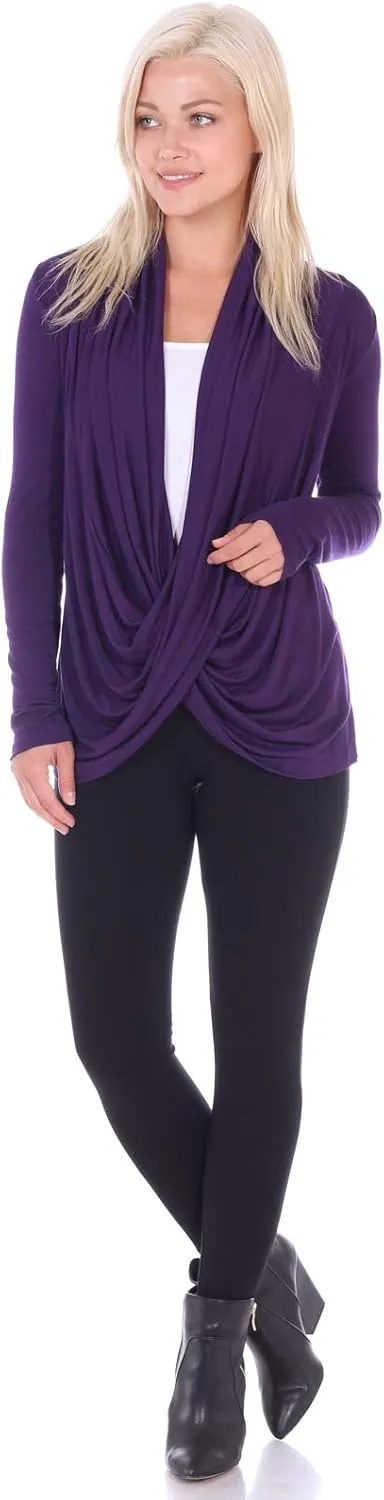 Popana Womens Casual Long Sleeve Criss Cross Fall Cardigan Plus Size Made in USA