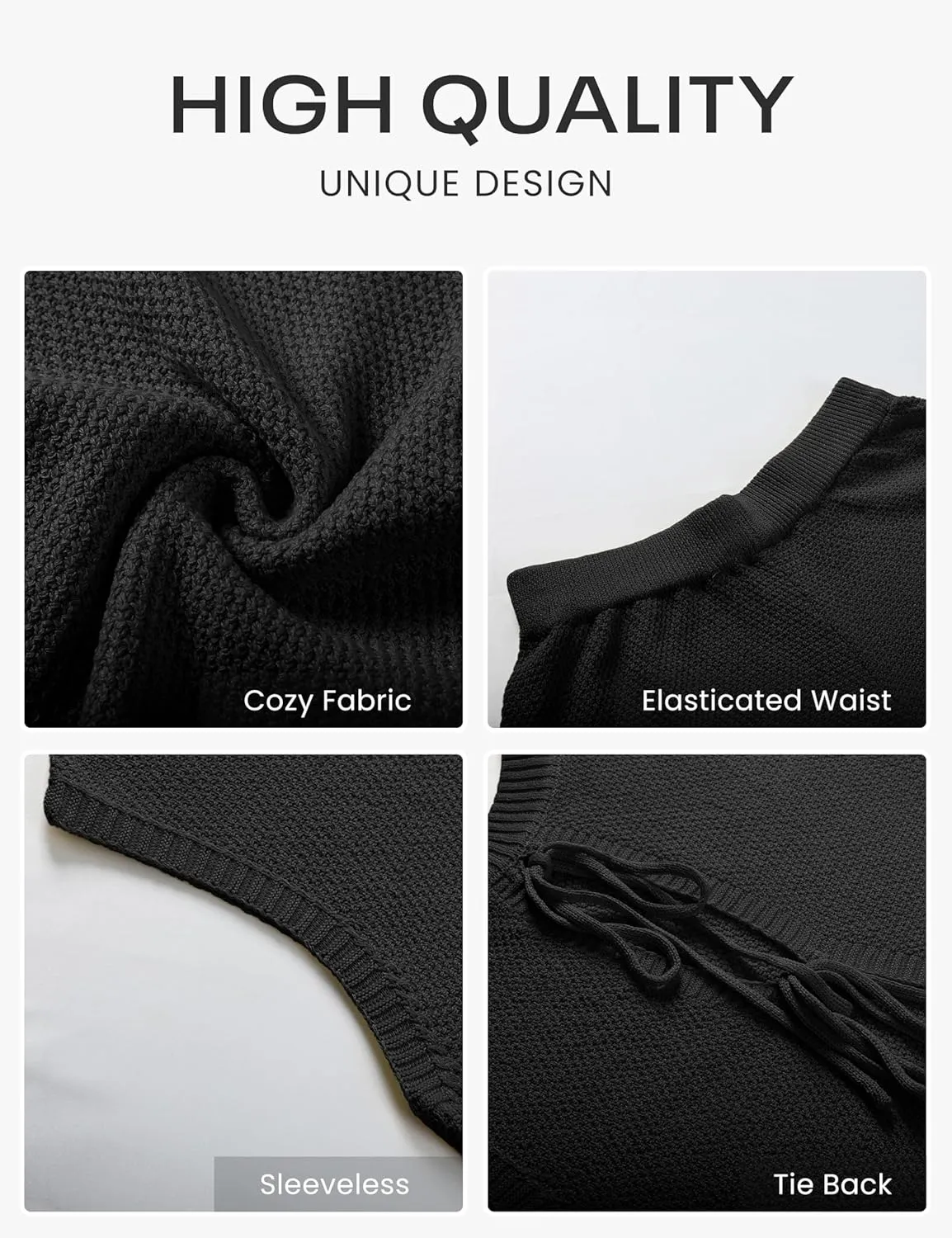 PUWEI Women's 2 Piece Lounge Set Bow Sweater Vest Wide Leg Pants Summer Matching Sets Travel Outfits Knit Tracksuit