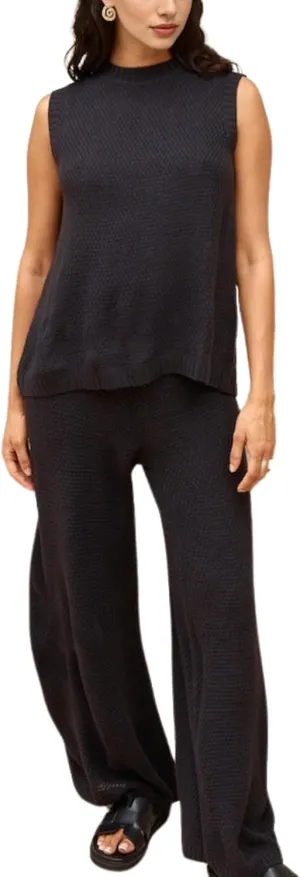 PUWEI Women's 2 Piece Lounge Set Bow Sweater Vest Wide Leg Pants Summer Matching Sets Travel Outfits Knit Tracksuit