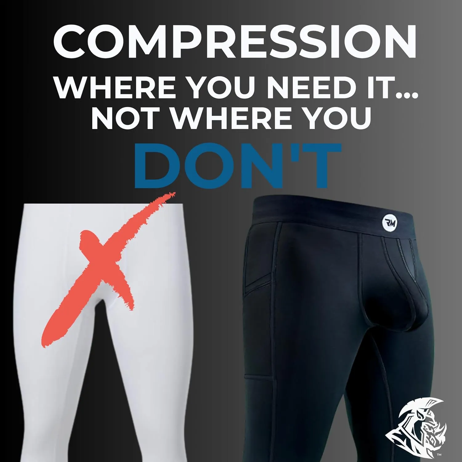 Real Men ABCD Pouch Compression Pants - 1, 2 & 3 Pack, Mens Leggings, Yoga Pants, Tights, Base Layer Men Cold Weather