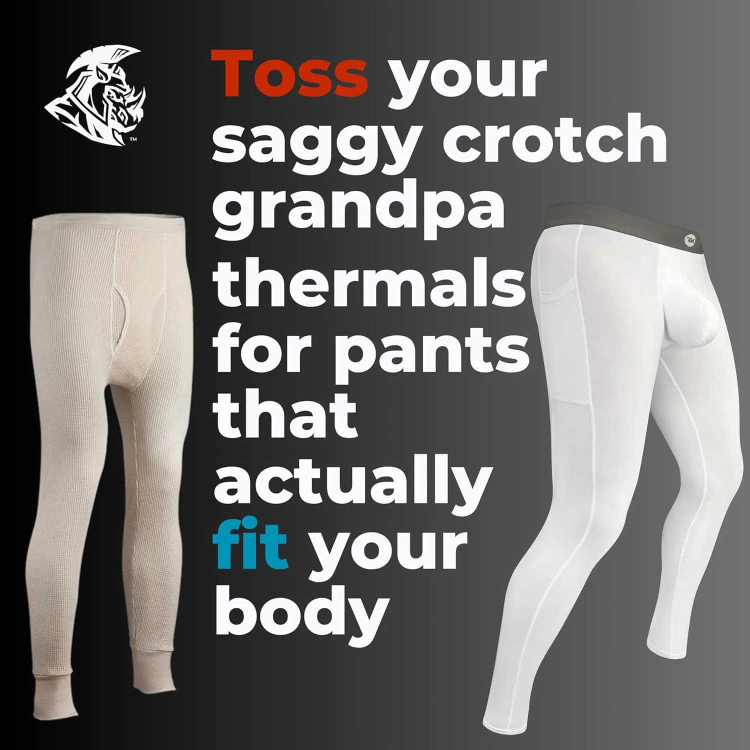 Real Men ABCD Pouch Compression Pants - 1, 2 & 3 Pack, Mens Leggings, Yoga Pants, Tights, Base Layer Men Cold Weather