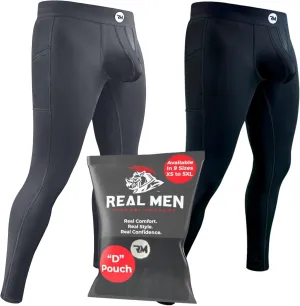 Real Men ABCD Pouch Compression Pants - 1, 2 & 3 Pack, Mens Leggings, Yoga Pants, Tights, Base Layer Men Cold Weather