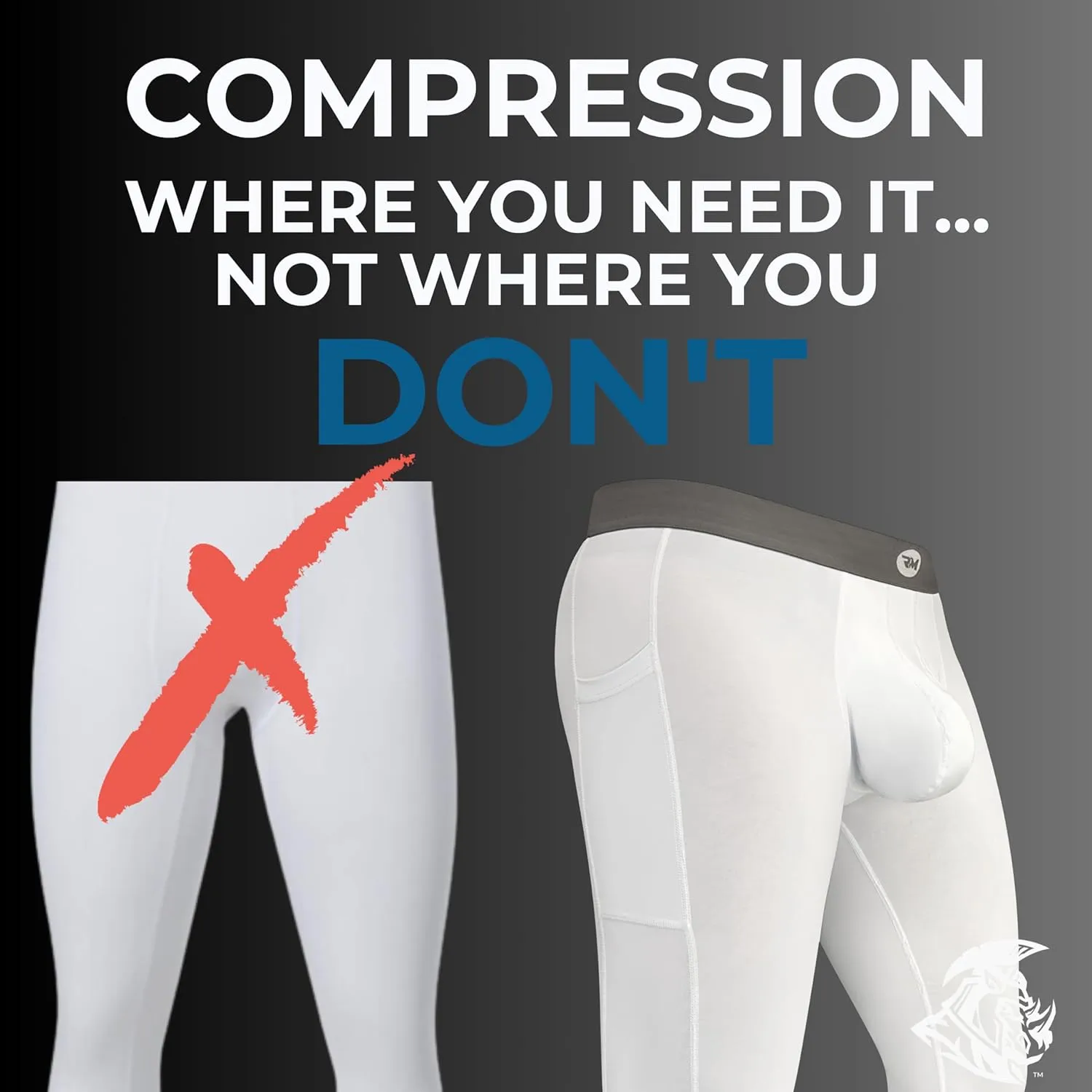 Real Men ABCD Pouch Compression Pants - 1, 2 & 3 Pack, Mens Leggings, Yoga Pants, Tights, Base Layer Men Cold Weather