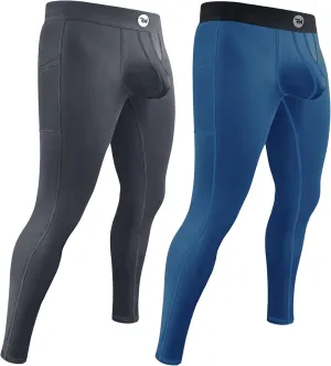 Real Men ABCD Pouch Compression Pants - 1, 2 & 3 Pack, Mens Leggings, Yoga Pants, Tights, Base Layer Men Cold Weather