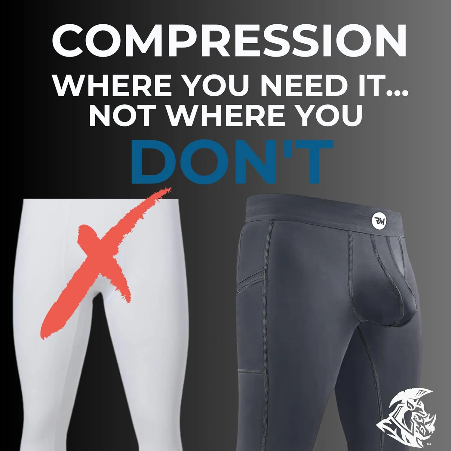 Real Men ABCD Pouch Compression Pants - 1, 2 & 3 Pack, Mens Leggings, Yoga Pants, Tights, Base Layer Men Cold Weather