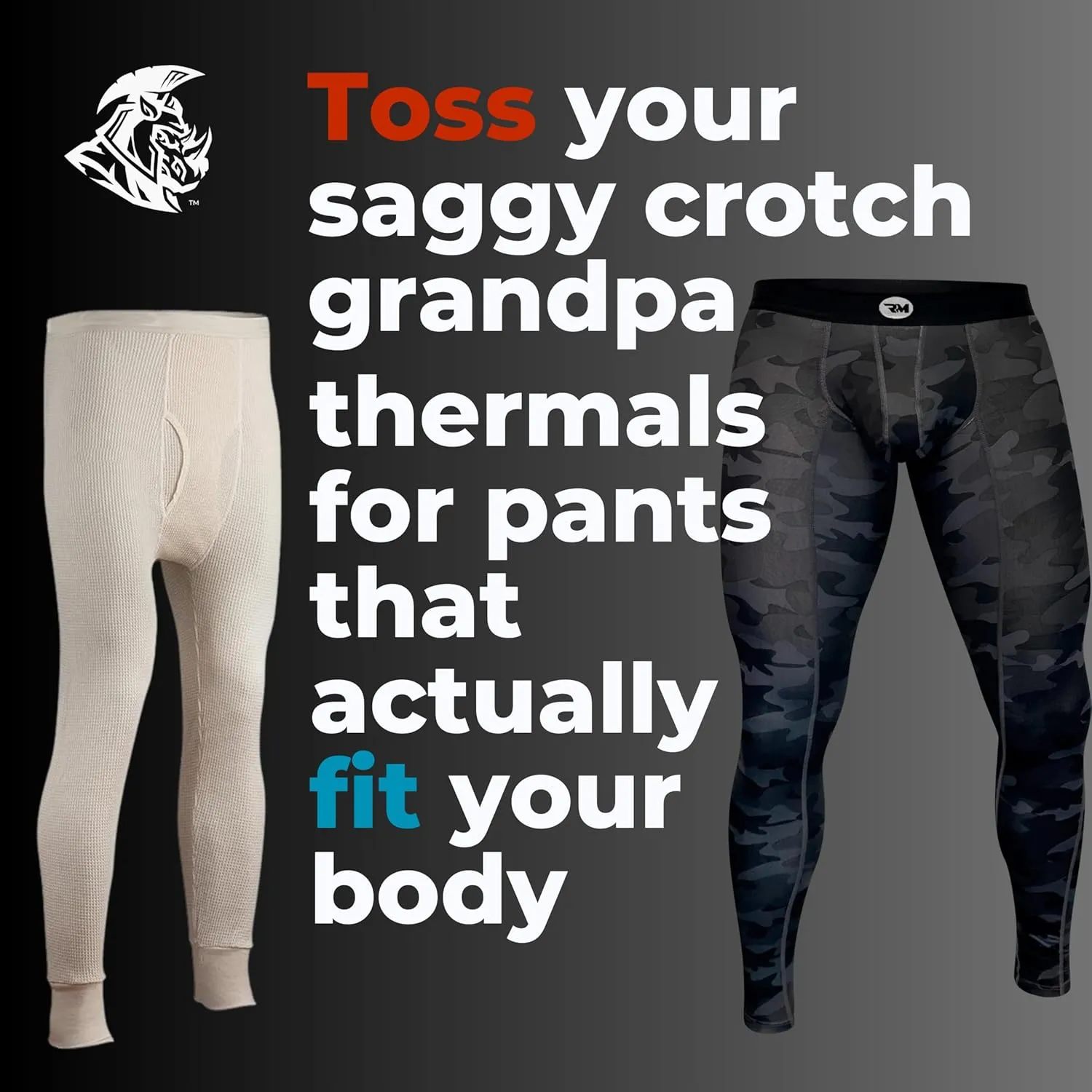 Real Men ABCD Pouch Compression Pants - 1, 2 & 3 Pack, Mens Leggings, Yoga Pants, Tights, Base Layer Men Cold Weather