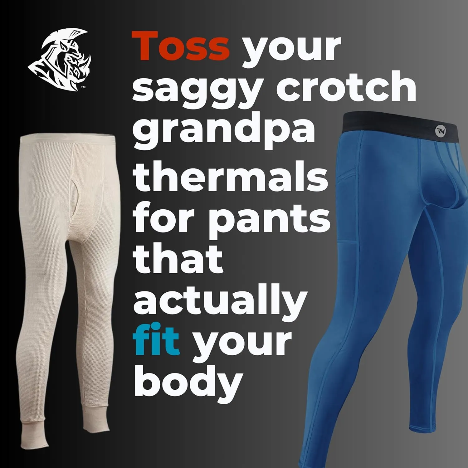 Real Men ABCD Pouch Compression Pants - 1, 2 & 3 Pack, Mens Leggings, Yoga Pants, Tights, Base Layer Men Cold Weather