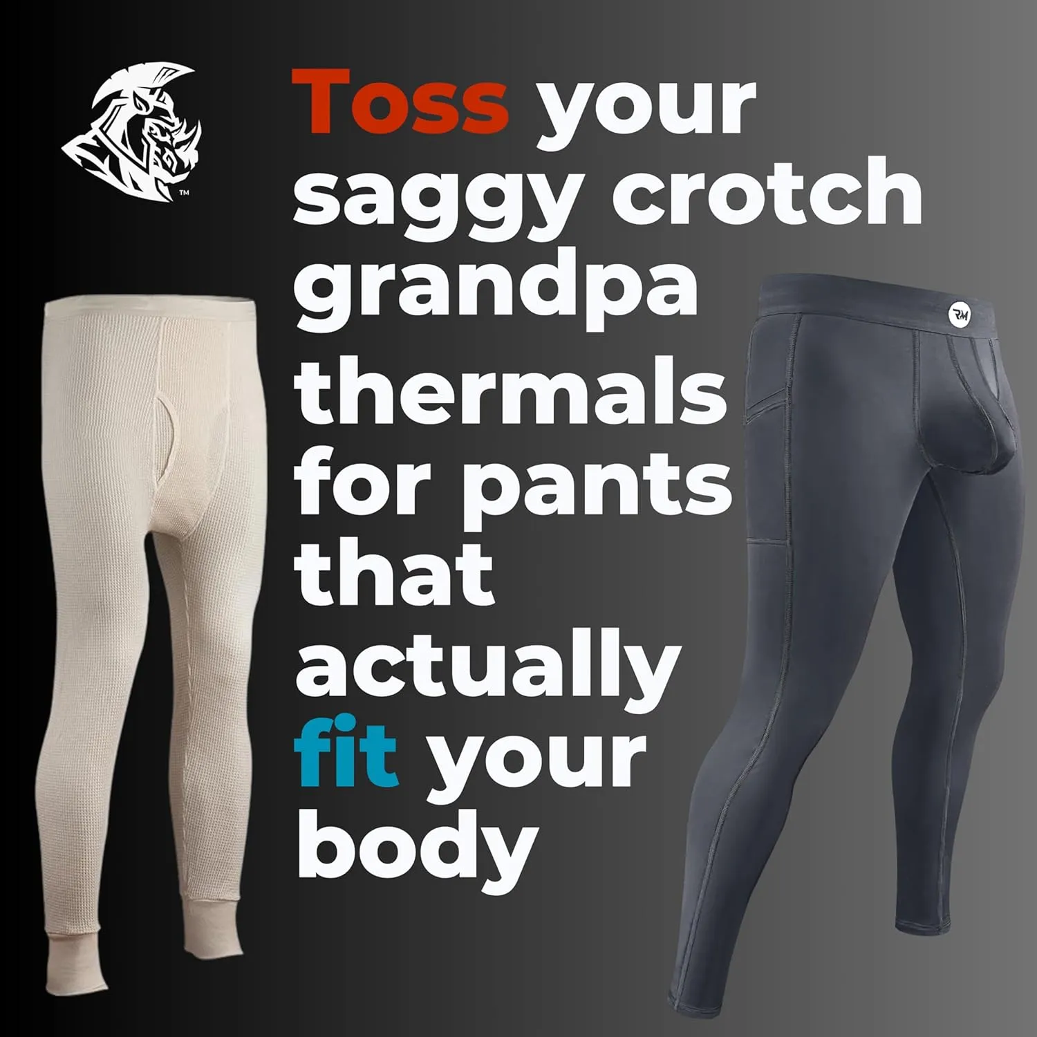 Real Men ABCD Pouch Compression Pants - 1, 2 & 3 Pack, Mens Leggings, Yoga Pants, Tights, Base Layer Men Cold Weather