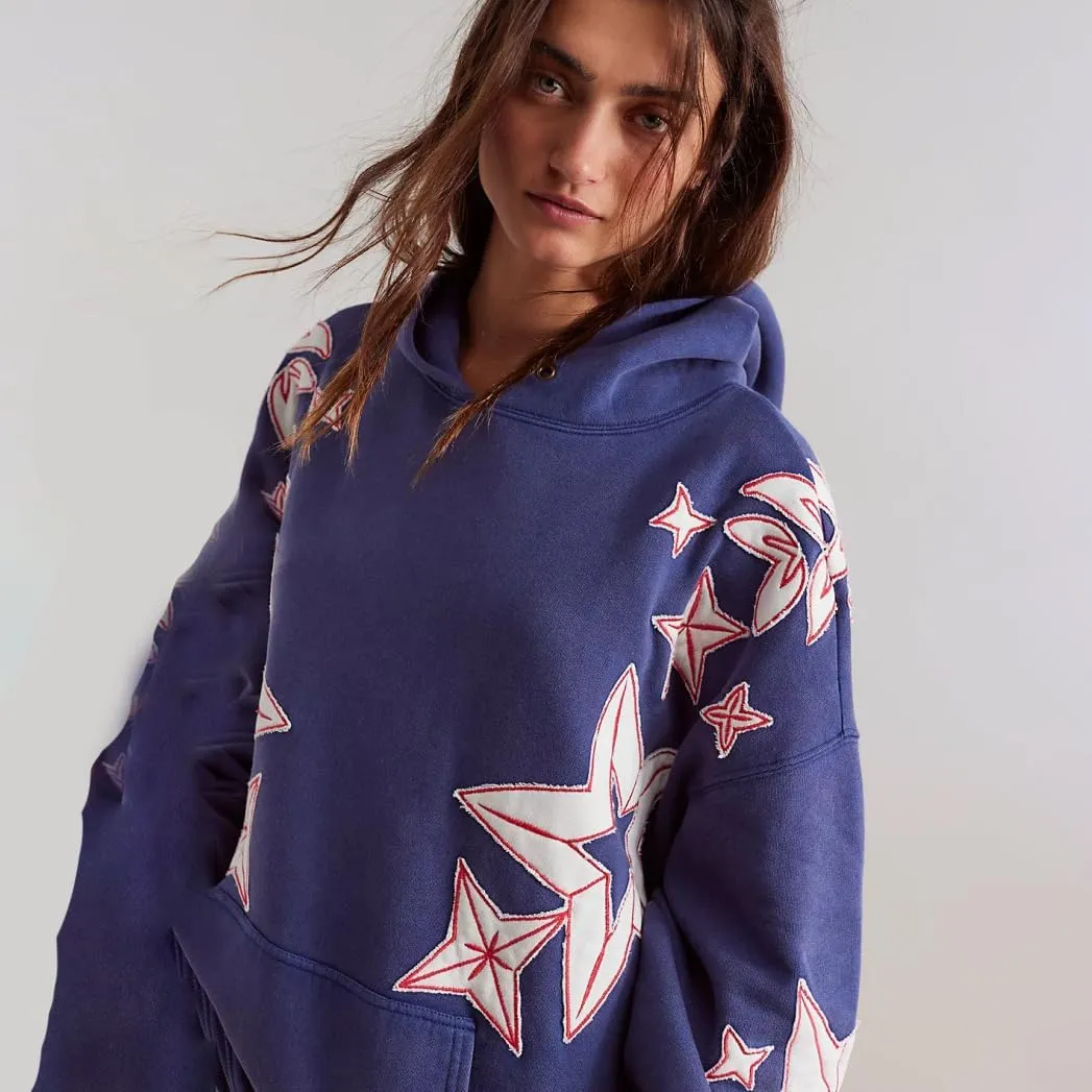 RICHTRUE Y2K Star Sweater Graphic Hoodies Pullover Vintage Sweatshirt Hooded Women Oversized Hoodies
