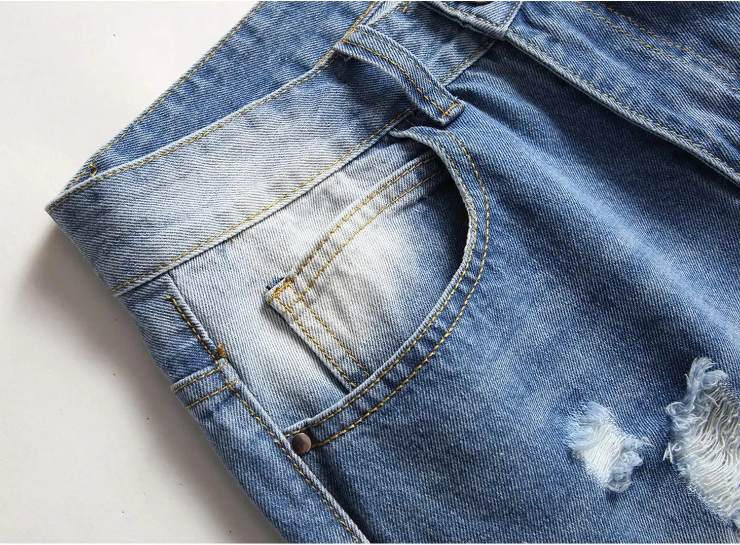 Ripped Jeans for Men Slim Denim Regular Fit Tapered Leg Distressed Destroyed Pants Mens Jeans with Hole