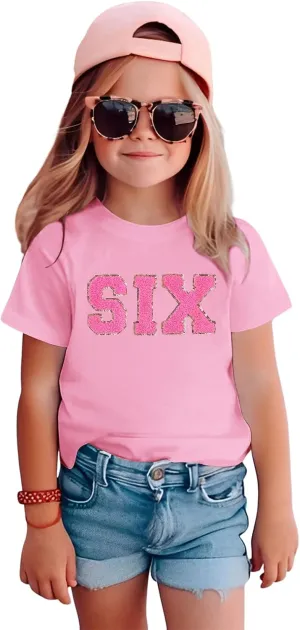 Ritatte Birthday Girl Shirt Kids Girls 5th 6th 7th 8th 9th 10th T-Shirts Sequin Embroidered Party Outfit 5-10 Years