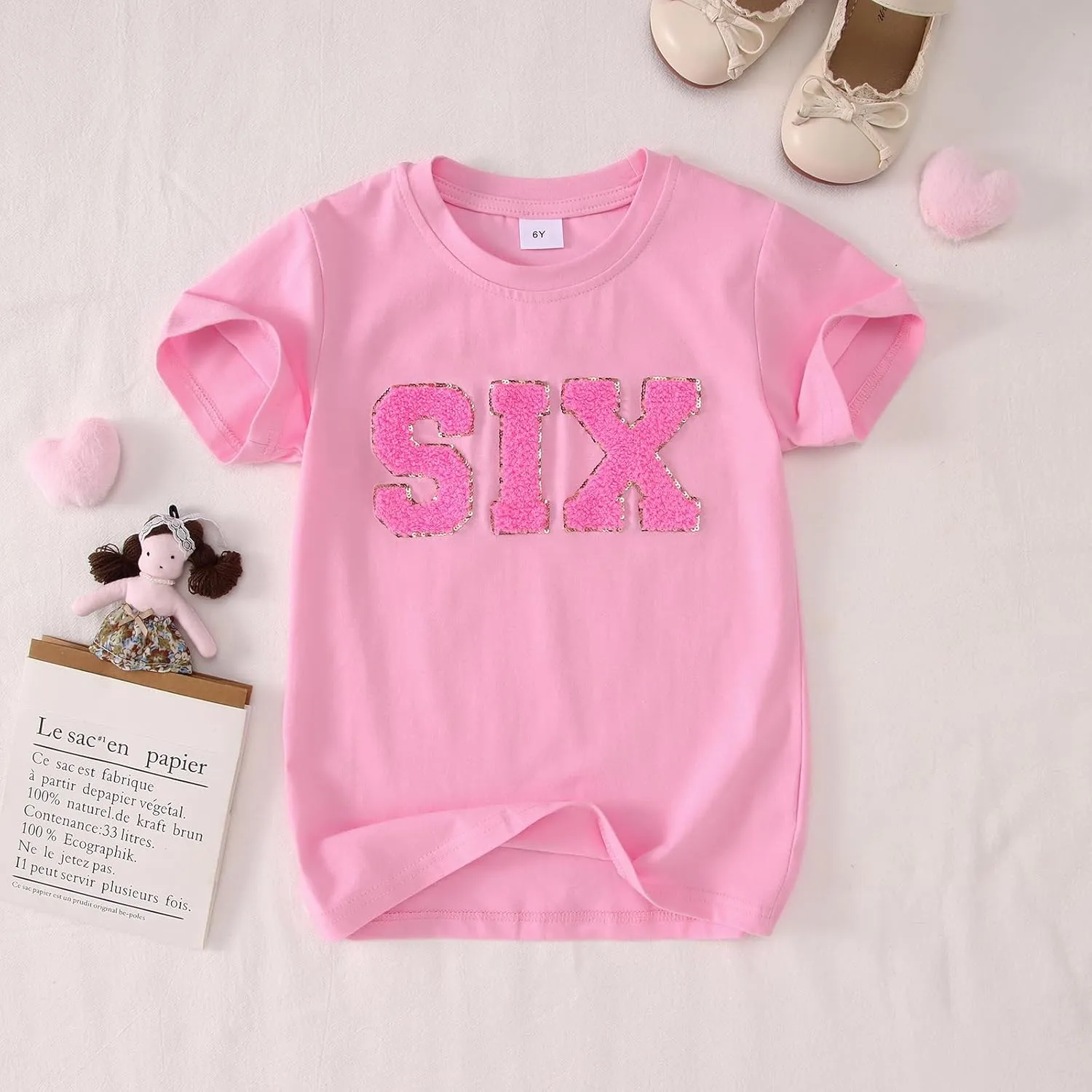 Ritatte Birthday Girl Shirt Kids Girls 5th 6th 7th 8th 9th 10th T-Shirts Sequin Embroidered Party Outfit 5-10 Years