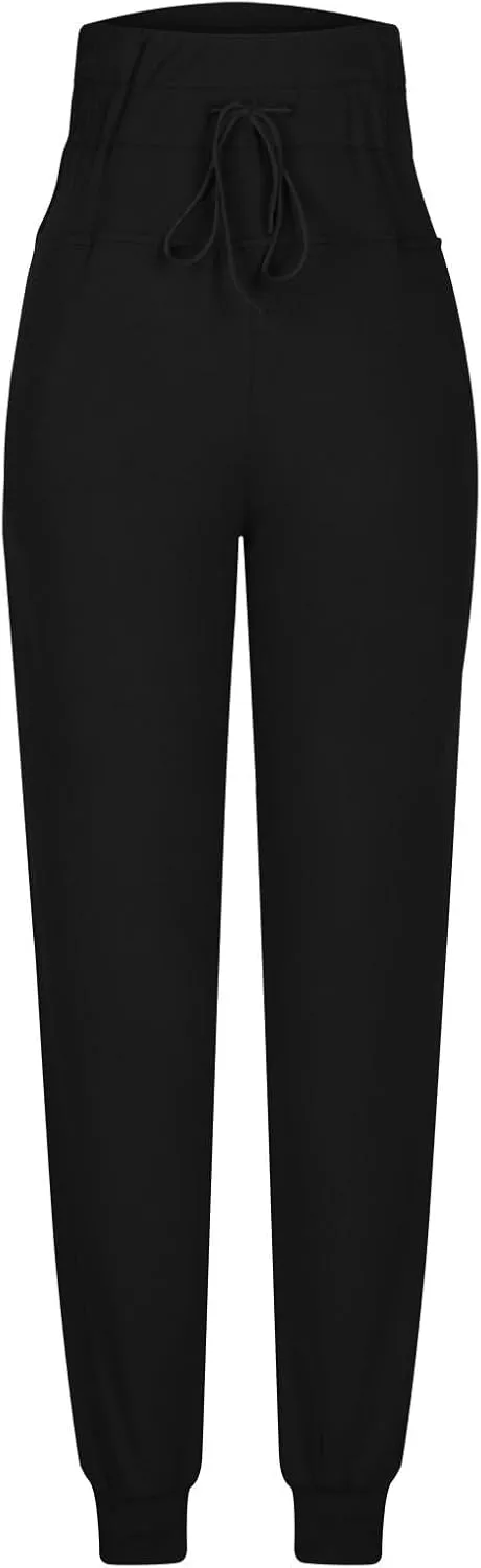 RKSTN Womens Fall Winter Yoga Pants Fleece Lined Leggings High Waist Drawstring Stretchy Sports Running Fitness Pant
