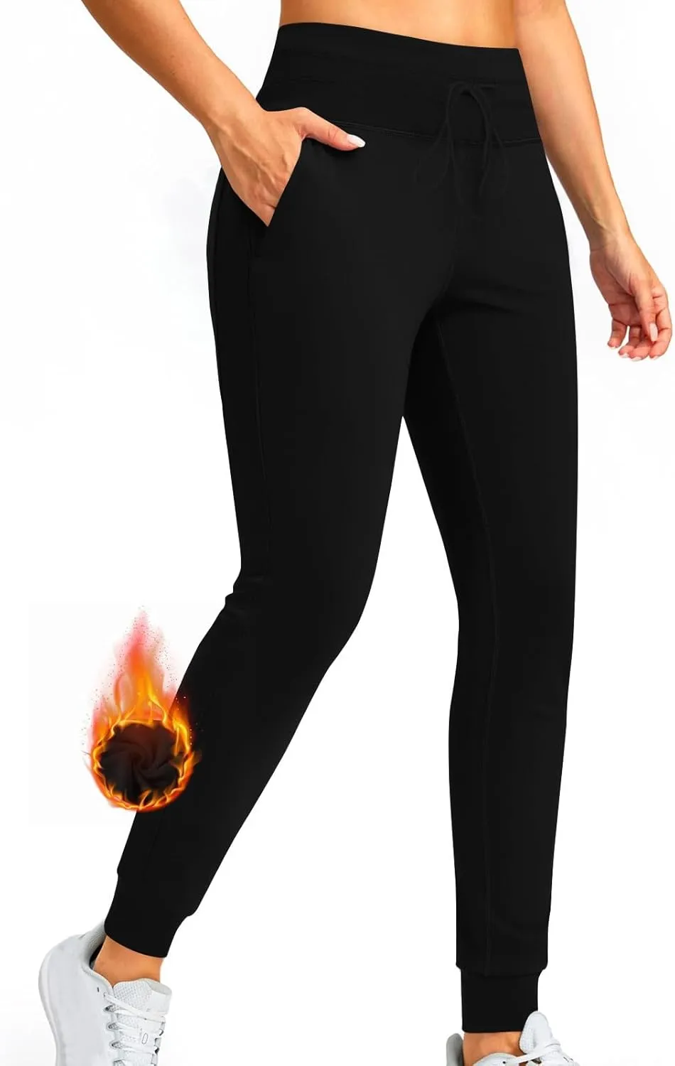 RKSTN Womens Fall Winter Yoga Pants Fleece Lined Leggings High Waist Drawstring Stretchy Sports Running Fitness Pant