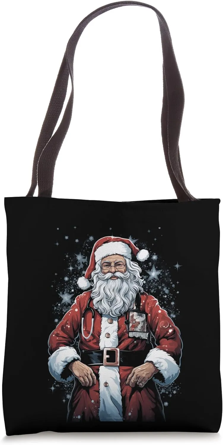 Santa Claus Christmas Doctor Nurse Medical Xmas Gift Tote Bag