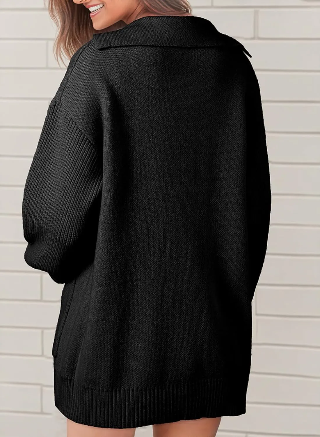 SHEWIN Women Open Front Knit Sweater Button Casual Long Sleeve V Neck Cardigan