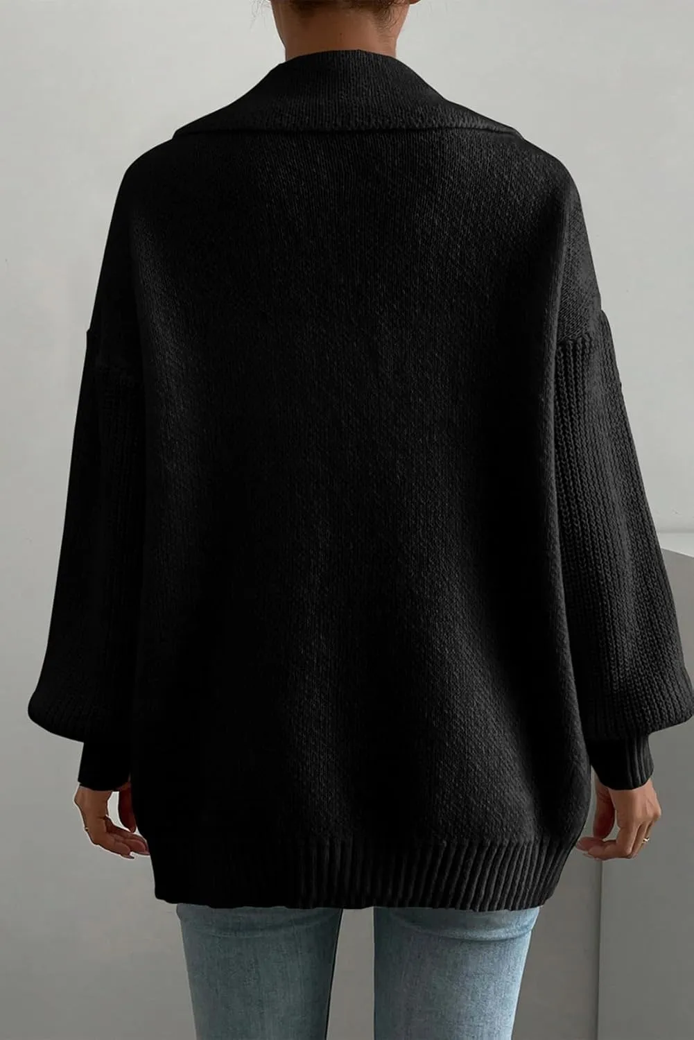 SHEWIN Women Open Front Knit Sweater Button Casual Long Sleeve V Neck Cardigan