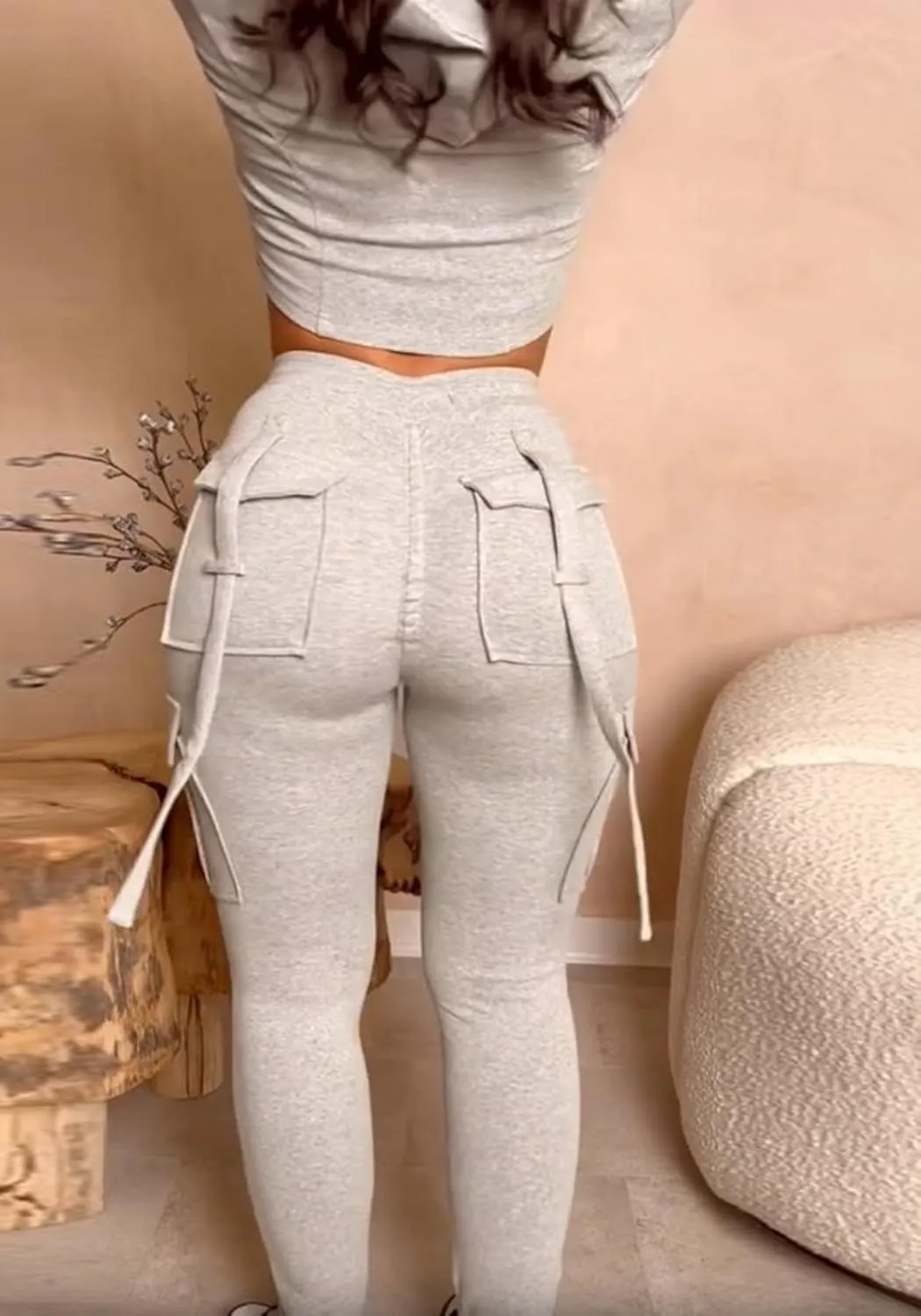 SHINFY Women's 2 Piece Outfits Bodycon Cropped Hoodie Cargo Sweatpants Leggings Jogger Sweatsuits Tracksuit