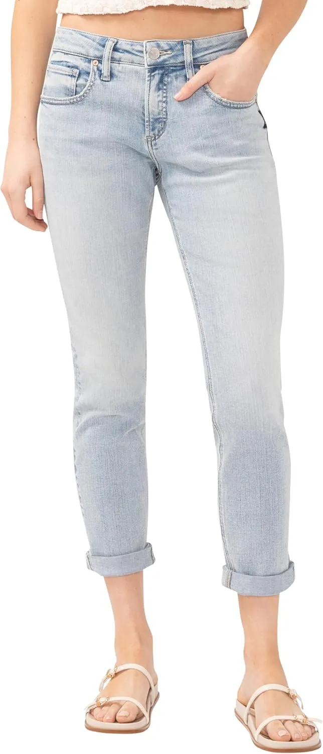 Silver Jeans Co. Women's Boyfriend Mid Rise Slim Leg Jeans