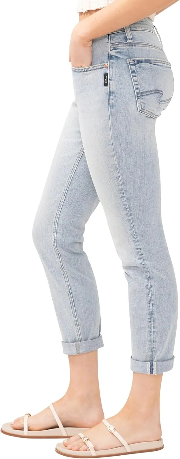 Silver Jeans Co. Women's Boyfriend Mid Rise Slim Leg Jeans