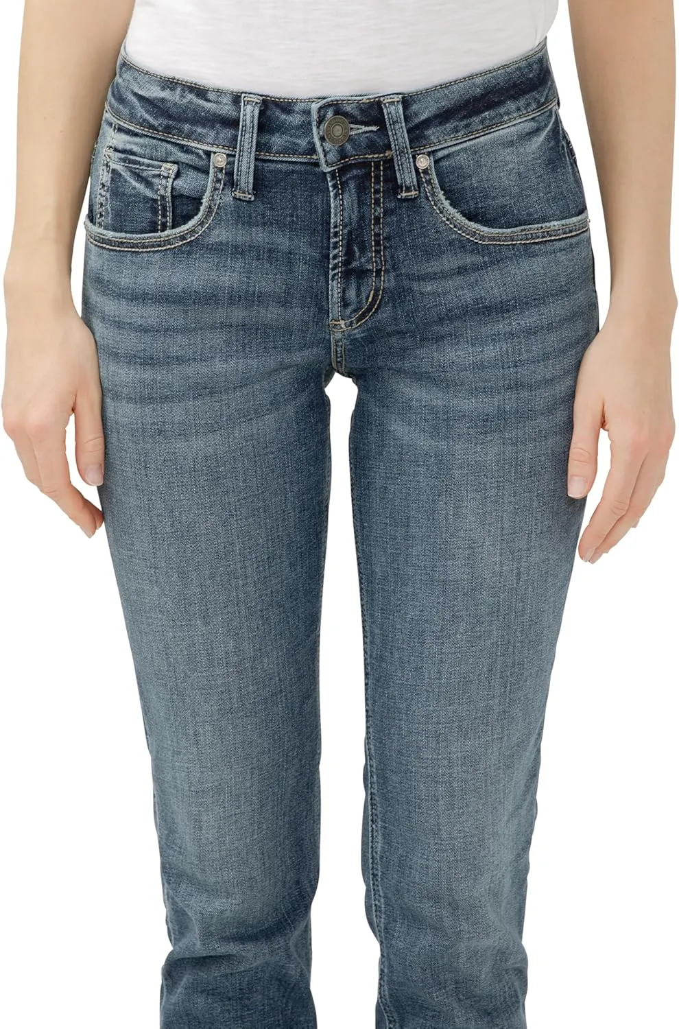 Silver Jeans Co. Women's Boyfriend Mid Rise Slim Leg Jeans