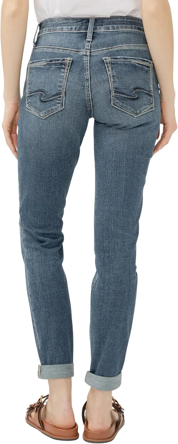 Silver Jeans Co. Women's Boyfriend Mid Rise Slim Leg Jeans