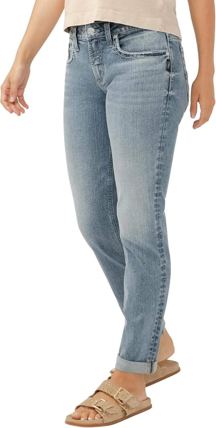 Silver Jeans Co. Women's Boyfriend Mid Rise Slim Leg Jeans