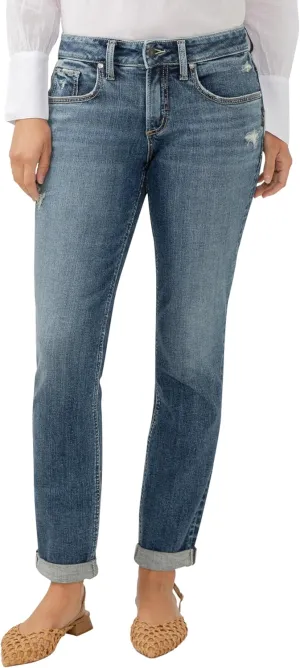 Silver Jeans Co. Women's Boyfriend Mid Rise Slim Leg Jeans