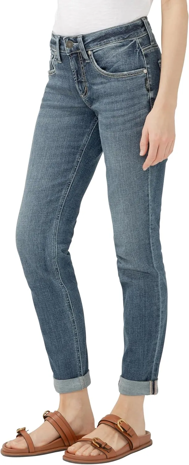 Silver Jeans Co. Women's Boyfriend Mid Rise Slim Leg Jeans