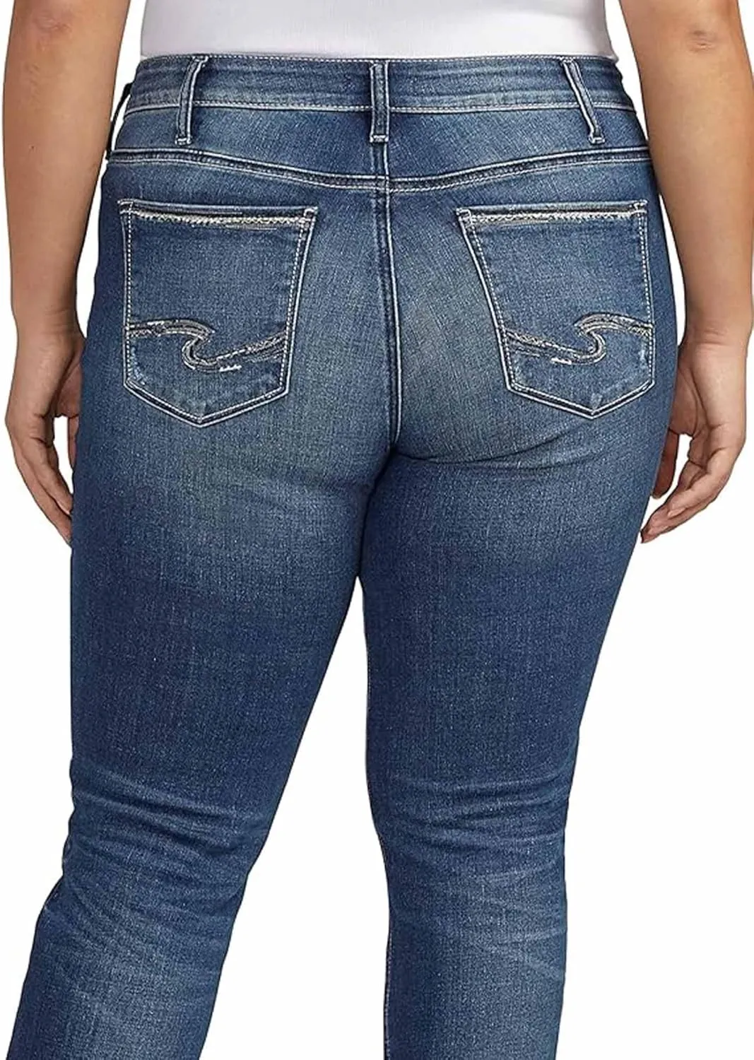 Silver Jeans Co. Women's Plus Size Suki Mid Rise Curvy Fit Straight Leg Jeans