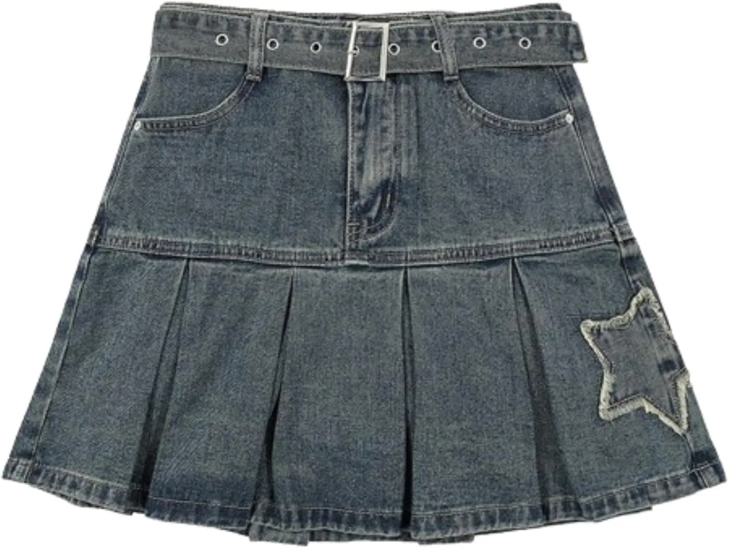 Star Skirt - Pleated Denim Mini Skirt for Summer - Y2K Trendy Kawaii Style