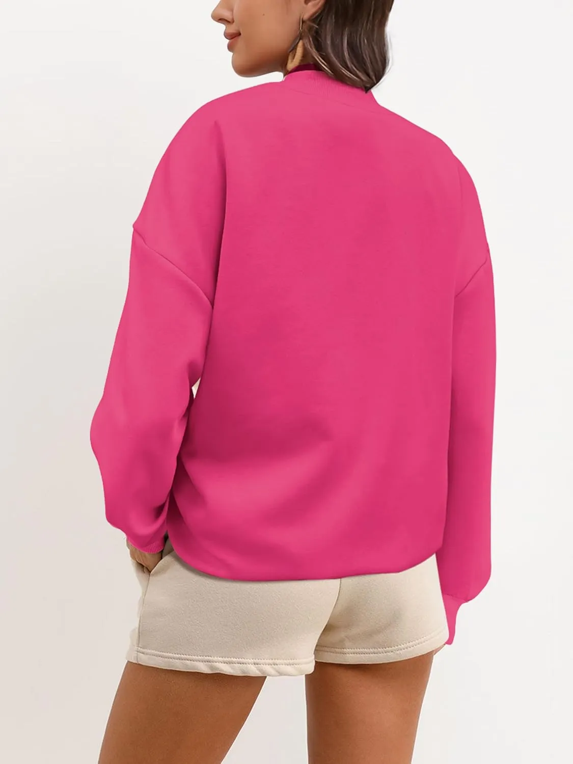 SuperPrity Women Crewneck Zip Up Sweatshirts Long Sleeve Oversized Jacket Coat Pocket Casual Hoodie 2024 Fall Trendy Outfits