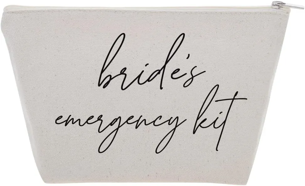 Tees & Tails Bride's Emergency Wedding Day Kit Gusseted Make-Up Bag for Oh Shit Kit (Canvas Bag Only) (Natural) (Natural, 9.5 x 5.5 x 3 Inches)