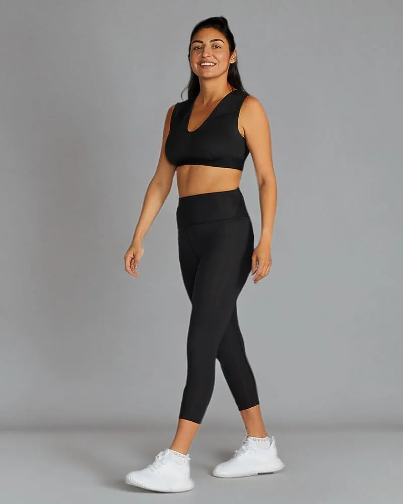 Tommie Copper Lower Back Support Compression Capri Leggings for Women, Flattering Fit, Sweat Wicking, Breathable