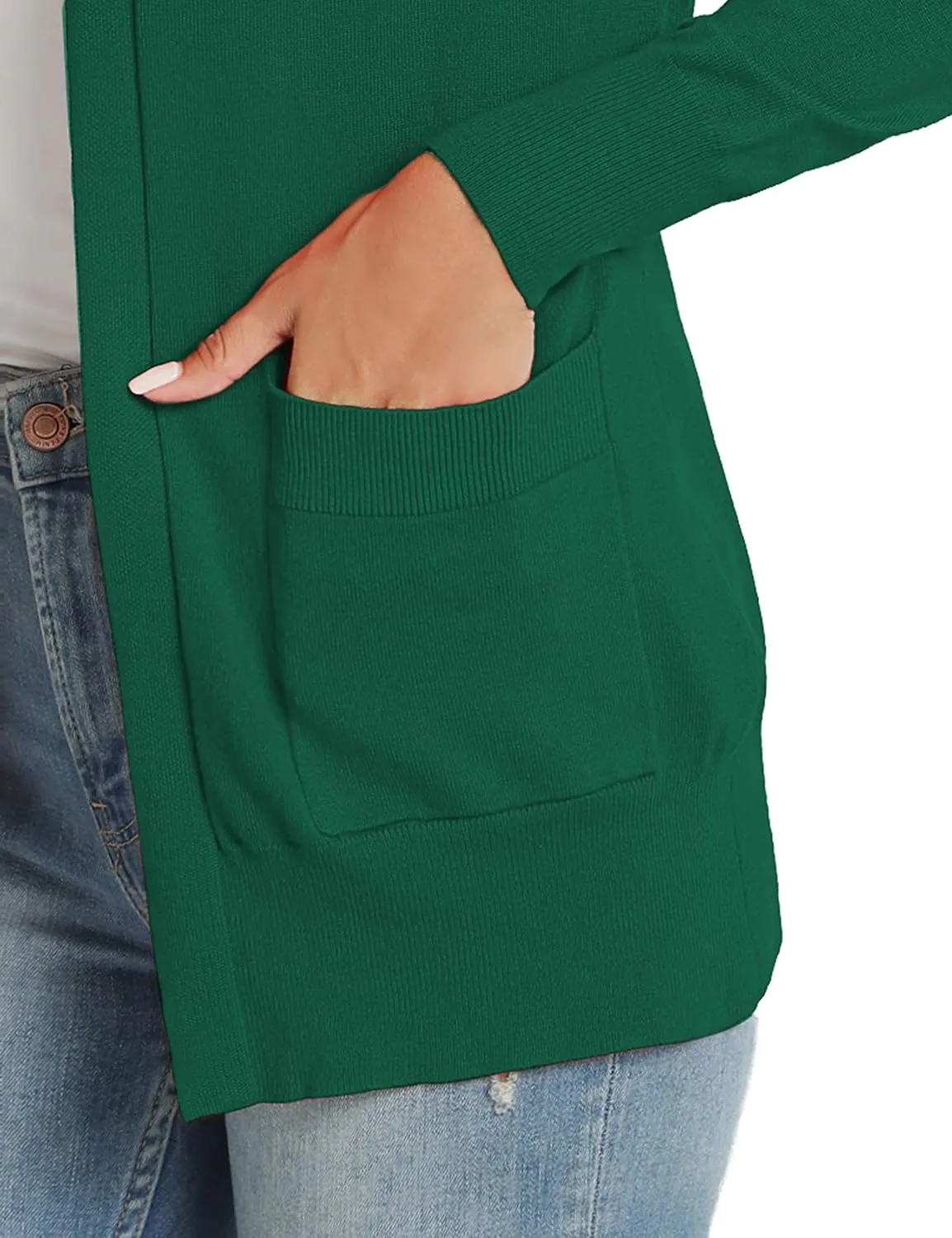 Tralilbee Women's Open Front Casual Long Sleeve Lightweight Cardigan Sweater with Pockets S-XL