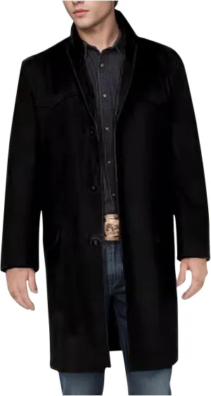 Trench Coat Men Classic Notched Collar Overcoat Warm Single Breasted Peacoat Elegant Long Jacket Overcoat