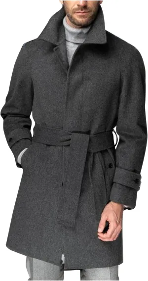 Trench Coat Men Classic Notched Collar Overcoat Warm Single Breasted Peacoat Elegant Long Jacket Overcoat