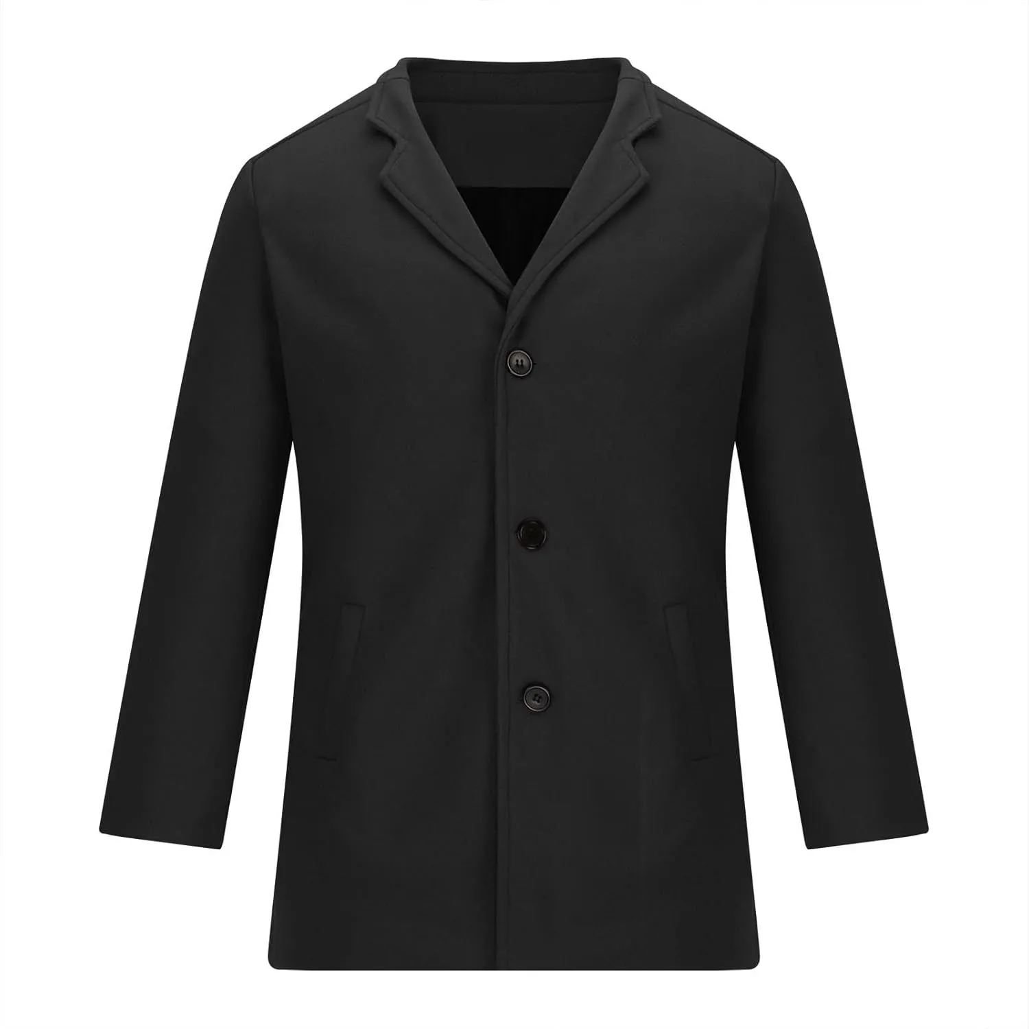 Trench Coat Men Classic Notched Lapel Overcoat Winter Single Breasted Peacoat Warm Long Jacket Overcoat