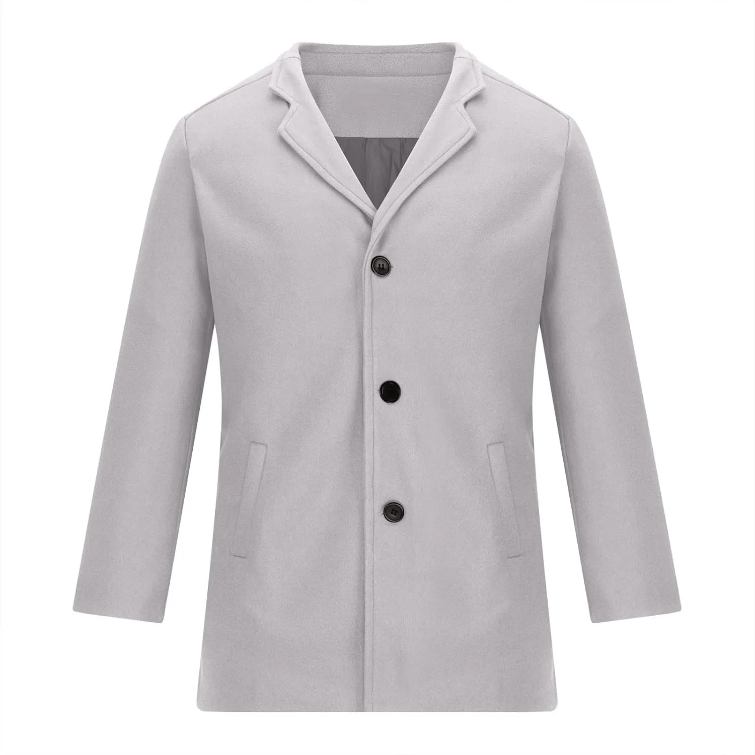 Trench Coat Men Classic Notched Lapel Overcoat Winter Single Breasted Peacoat Warm Long Jacket Overcoat